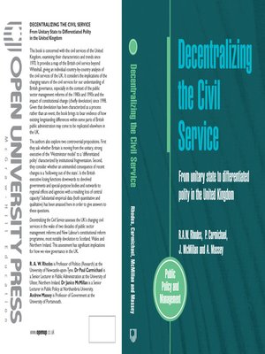 cover image of Decentralizing the Civil Service